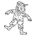 Walking Zombie Isolated Coloring Page for Kids