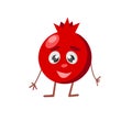 Cute and funny comic style pomegranate character looking up  cartoon vector illustration isolated on white background Royalty Free Stock Photo