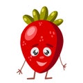 Cute and funny comic style strawberry character looking up, cartoon vector illustration isolated on white background Royalty Free Stock Photo