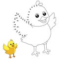 Dot to Dot Chick Flying Coloring Page for Kids