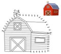 Dot to Dot Farmhouse Coloring Page for Kids