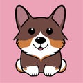 Cute funny corgi dog puppy simple flat vector logo Royalty Free Stock Photo