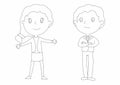 Cute and funny couple, male and female businessmen. Business Team. Characters design for your projects. Office workers or clerks.