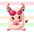 Cute, funny cow with heart. Royalty Free Stock Photo