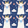 Cute Funny Cute Blue Seamless Pattern Background With Lama Pattern Background With Lama