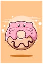 Cute and funny donuts icon cartoon illustration