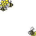 Cute funny doodle bees frame.Stock vector illustration isolated on white background. Can be used for wallpaper, fill