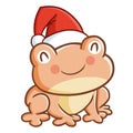 Cute and funny fat orange frog wearing Santa`s hat for Christmas Royalty Free Stock Photo