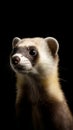 The cute funny ferret portrait banner copy space