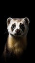 The cute funny ferret portrait banner copy space