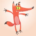 Cute funny fox mascot amusing and excited. Vector illustration isolated