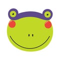 Cute funny frog superhero face in mask cartoon character illustration.