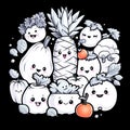 cute and funny fruit characters illustrations