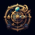 Cute and Funny Gaming Logo with Celestial Clockwork Fusion