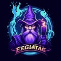 Cute and Funny Gaming Logo with Electro Enchanter, a Whimsical Wizard Casting Electric Spells