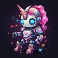 Cute and Funny Gaming Logo: Mecha Marauder vs Pixelated Unicorn Dance-Off