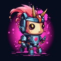 Cute and Funny Gaming Logo: Mecha Marauder vs Pixelated Unicorn Dance-Off