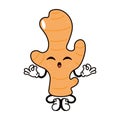 Ginger doing yoga character. Vector hand drawn traditional cartoon vintage, retro, kawaii character illustration icon