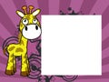 Cute funny giraffe cartoon pictureframe background