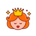 Cute funny girl princess face.Vector