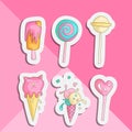 Cute funny Girl teenager colored icon sticker set, fashion cute teen and princess icons. Magic fun cute girls objects -