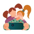 Cute funny girlfriends make cute selfie photo