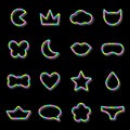 Cute funny girlish neon icons set