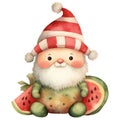 Cute Funny Gnome Summer Clipart Illustration AI Generative