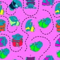 Cute and funny hand drawn elephant doing yoga seamless pattern vector Royalty Free Stock Photo