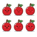 Cute Funny Happy Apple Set Caracter Stock Vector