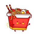 Cute funny happy delivery wok noodle box Royalty Free Stock Photo