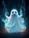 Cute funny happy fantasy smiling animated ghosts. disembodied and otherworldly beings, fear, world of living and dead