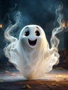 Cute funny happy fantasy smiling animated ghosts. disembodied and otherworldly beings, fear, world of living and dead