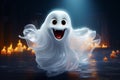 Cute funny happy fantasy smiling animated ghosts. disembodied and otherworldly beings, fear, world of living and dead