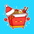 Cute funny happy wok noodle box character Royalty Free Stock Photo