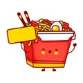 Cute funny happy wok noodle box character Royalty Free Stock Photo