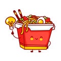 Cute funny happy wok noodle box character Royalty Free Stock Photo