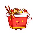 Cute funny happy wok noodle box Royalty Free Stock Photo