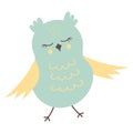 Cute funny haughty owl walking. Forest bird cartoon character.