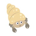 vector illustration with cartoon hermit crab isolated Royalty Free Stock Photo
