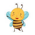 Cute funny honey bee cartoon character vector illustration Royalty Free Stock Photo