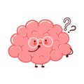 Cute funny human brain organ character