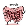 Cute and funny human guts, bowels, intestines character