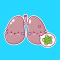 Cute funny human lungs organ character