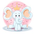 Cute, funny illustration - cartoon elephant characters. Royalty Free Stock Photo