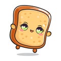 Cute funny jumping toast bread. Vector hand drawn cartoon kawaii character illustration icon. Isolated on white