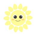 Cute funny kawaii sun with big eyes and smile. Cartoon sunny icon.Vector illustration