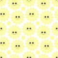 Cute funny kawaii yellow suns with big eyes and smile. Cartoon sunny seamless pattern,isolated on white background.Vector Royalty Free Stock Photo