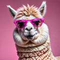 Cute funny lamma in pink sunglasses