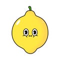 Cute funny Lemon character. Vector hand drawn traditional cartoon vintage, retro, kawaii character illustration icon Royalty Free Stock Photo